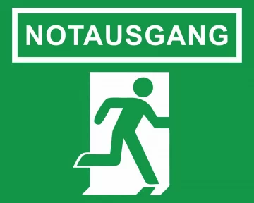 Banner 2,10 x 1,75 m Notausgang