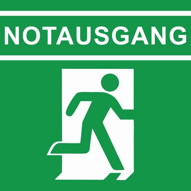 Banner 2,10 x 1,75 m Notausgang