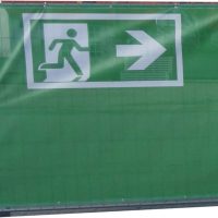 Banner 2,10 x 1,75m Notausgang rechts