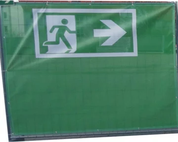 Banner 2,10 x 1,75m Notausgang rechts