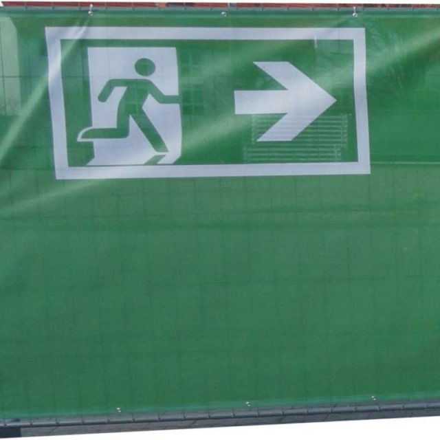 Banner 2,10 x 1,75m Notausgang rechts
